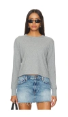 Lna Long Sleeve Cotton Rib Crew Tee In Grey