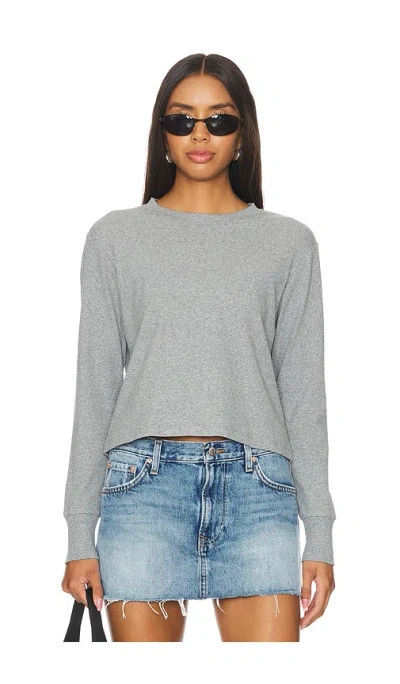 Lna Long Sleeve Cotton Rib Crew Tee In Grey