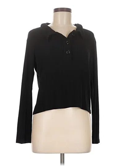 Pre-owned Lna Long Sleeve Polo Shirt In Black