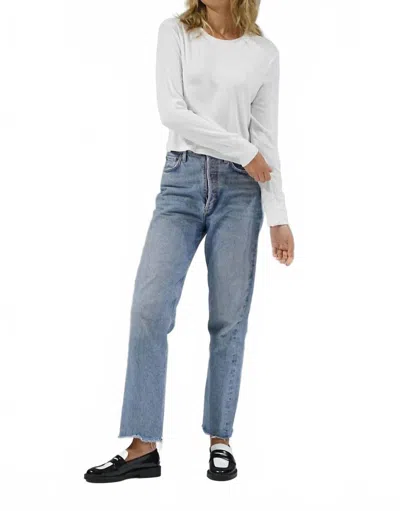Lna Long Sleeve Rib Crew Tee In White