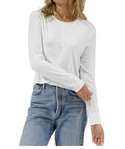 Lna Long Sleeve Ribbed Crew Top In White