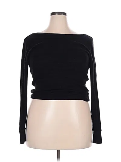 Pre-owned Lna Long Sleeve Top Black Boatneck Tops