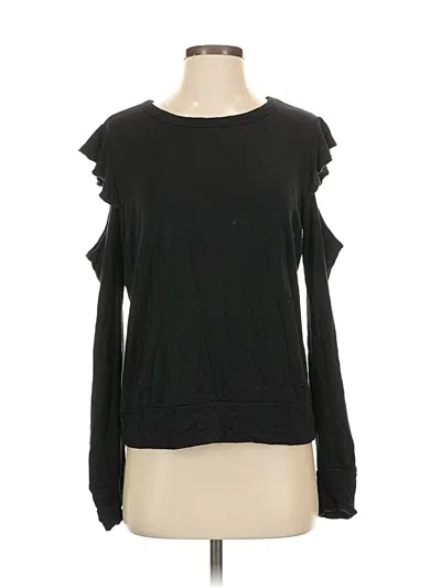 Pre-owned Lna Long Sleeve Top Black Cold Shoulder Neckline Tops