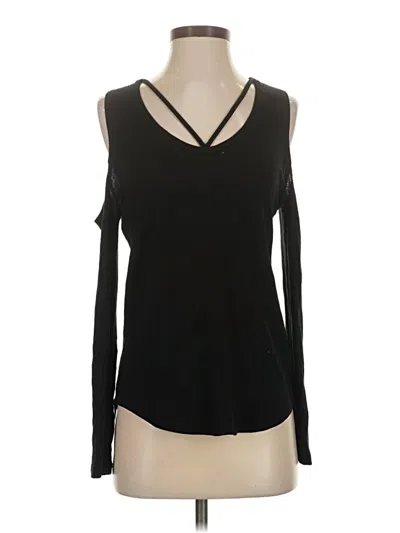 Pre-owned Lna Long Sleeve Top Black Cold Shoulder Neckline Tops