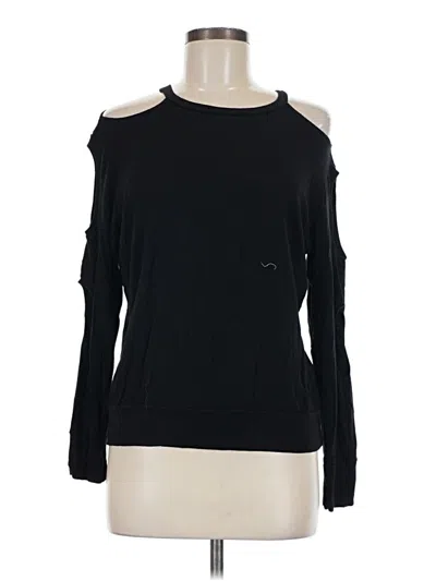 Pre-owned Lna Long Sleeve Top Black Cold Shoulder Neckline Tops