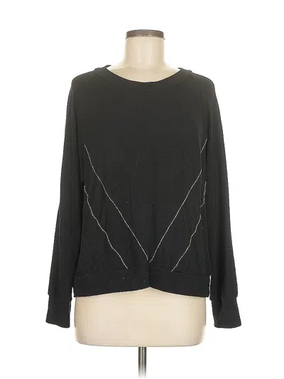 Pre-owned Lna Long Sleeve Top Black Crew Neck Tops