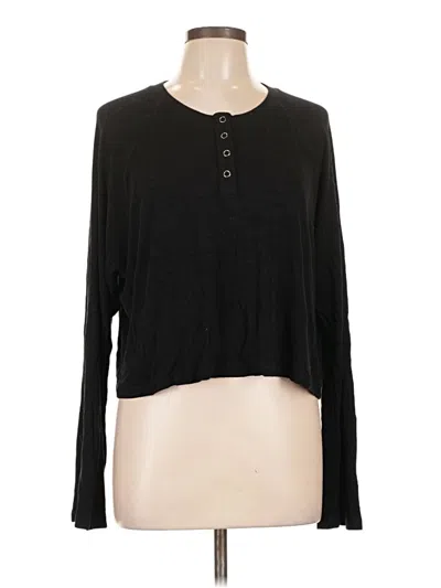 Pre-owned Lna Long Sleeve Top Black Keyhole Neckline Tops