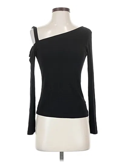 Pre-owned Lna Long Sleeve Top Black One Shoulder Neckline Tops