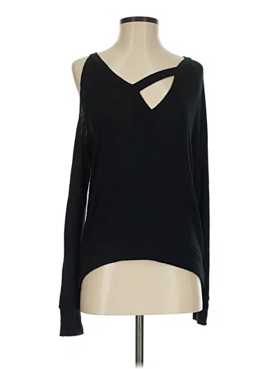 Pre-owned Lna Long Sleeve Top Black One Shoulder Neckline Tops