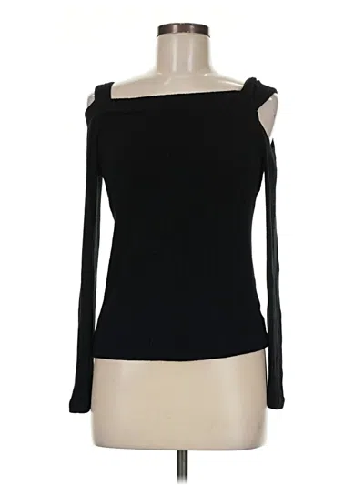 Pre-owned Lna Long Sleeve Top Black One Shoulder Neckline Tops