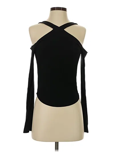 Pre-owned Lna Long Sleeve Top Black One Shoulder Neckline Tops
