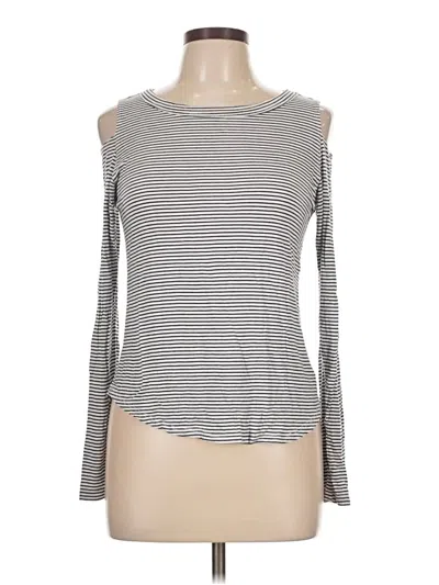 Pre-owned Lna Long Sleeve Top Gray Cold Shoulder Neckline Tops