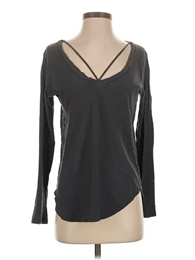 Pre-owned Lna Long Sleeve Top Gray V-neck Tops