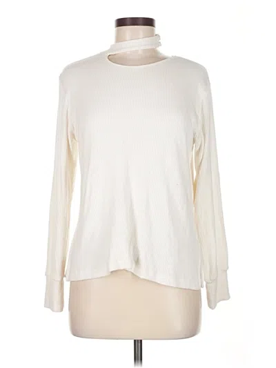 Pre-owned Lna Long Sleeve Top Ivory Turtleneck Tops In White