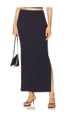 Lna Lora Ribbed Skirt In Navy