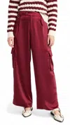 Lna Lou Silky Cargo Pant In Lambrusco In Red