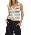 Lna Lou Sleeveless Cardigan In Sedona Stripe In Multi