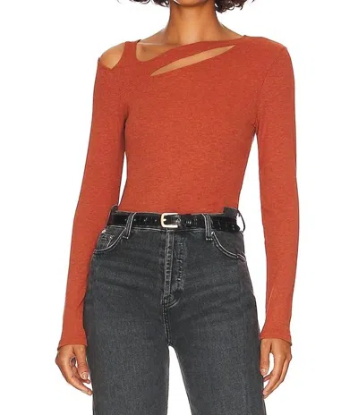 Lna Luan Ribbed Top In Cinnabar In Orange