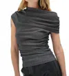 Lna Lurex Ribbed Top In Black In Gray