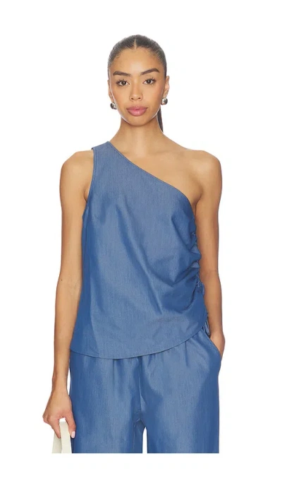 Lna Neela One Shoulder Top In Denim Moon