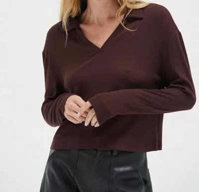 Lna Neve Ribbed Top In Chocolate