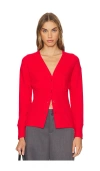 Lna Noel Waffle Cardigan In Red