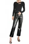 Lna Nya Crinkle Pants In Glossy Black In Black