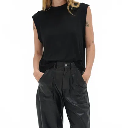 Lna Oren Ribbed Top In Chocolate In Black