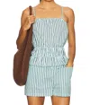 Lna Pali Spaghetti Strap Top In Teal Navy Stripe In Multi