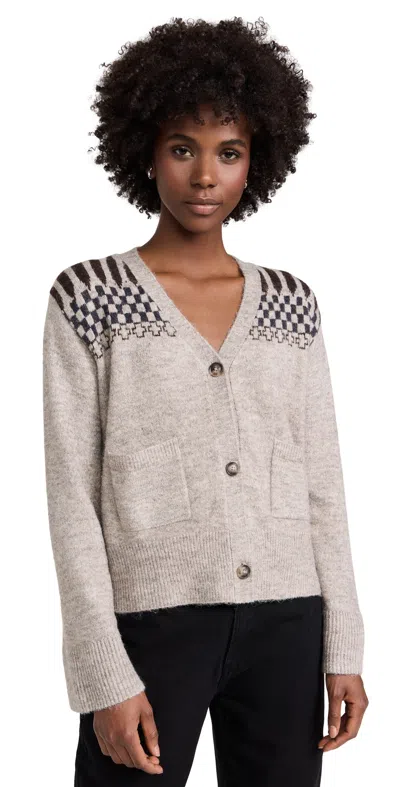 Lna Raina Fair Isle Cardigan Heather Beige