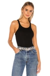 Lna Ribbed Skinny Racer Tank In Black