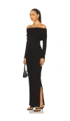 Lna Rory Fold Over Dress In Black