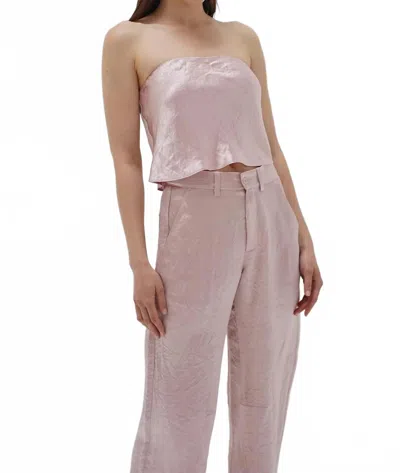 Lna Roxy Tube Top In Rosewater Shine In Pink