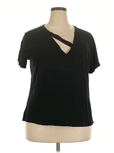 Pre-owned Lna Short Sleeve Top Black Keyhole Neckline Tops
