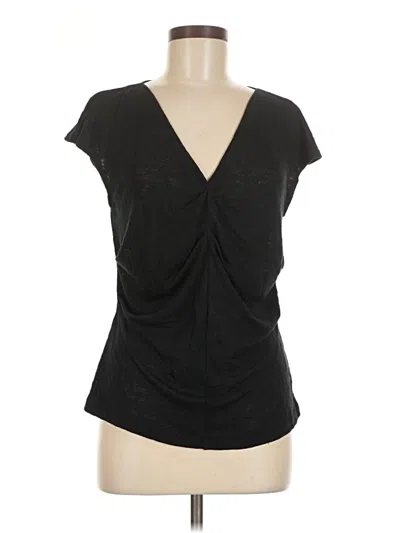 Pre-owned Lna Short Sleeve Top Black Plunge Neckline Tops