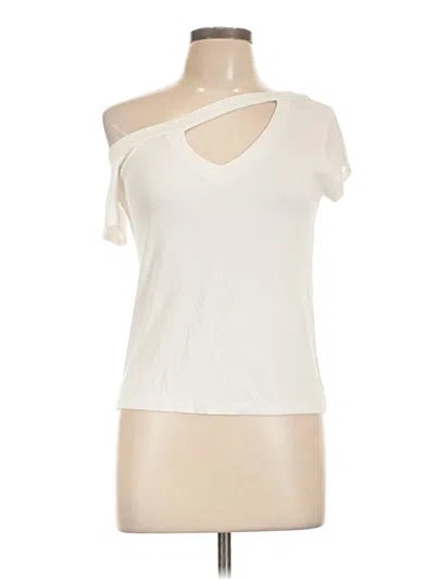 Pre-owned Lna Short Sleeve Top Ivory Cold Shoulder Neckline Tops