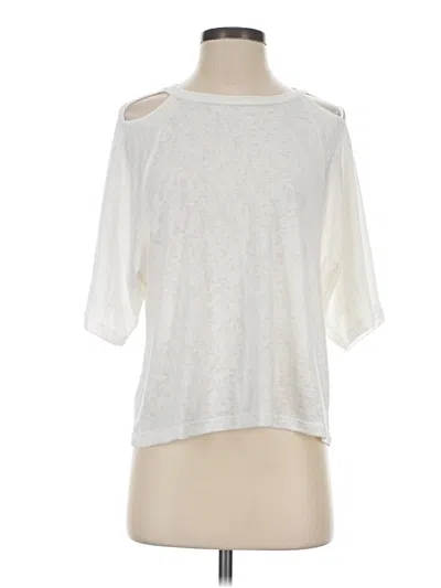 Pre-owned Lna Short Sleeve Top Ivory Cold Shoulder Neckline Tops