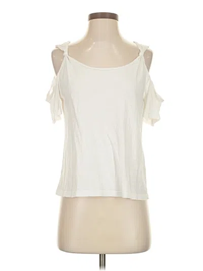 Pre-owned Lna Short Sleeve Top Ivory Cold Shoulder Neckline Tops In White