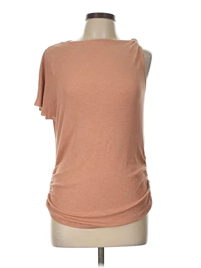Pre-owned Lna Short Sleeve Top Tan One Shoulder Neckline Tops