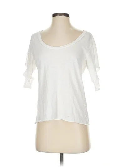 Pre-owned Lna Short Sleeve Top White Cold Shoulder Neckline Tops