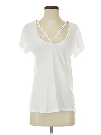 Pre-owned Lna Short Sleeve Top White Keyhole Neckline Tops