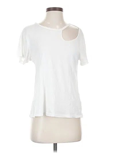 Pre-owned Lna Short Sleeve Top White Keyhole Neckline Tops