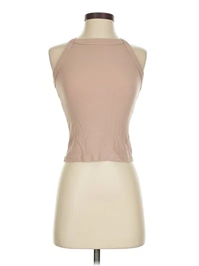 Pre-owned Lna Tank Top Tan Halter Neckline Tops In Brown