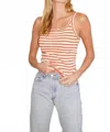 Lna Timeless Cotton Tank Top In Chili Stripe In Multi