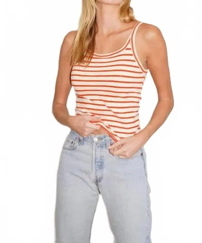Lna Timeless Cotton Tank Top In Chili Stripe In Multi