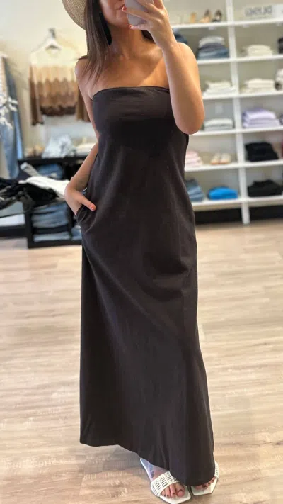 Lna Topanga Strapless Maxi Dress In Pirate Black
