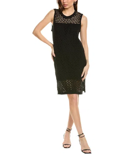Lna Trey Open Knit Shift Dress In Black