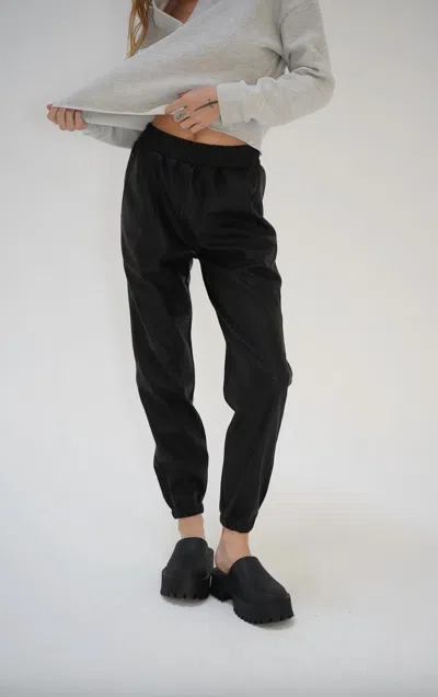 Lna Utility Faux Leather Jogger In Black