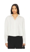 Lna Valyria Shorter Pleated Back Blouse In Vapor In White