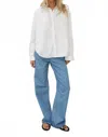 Lna Valyria Button Up Blouse In Vapor In Blue